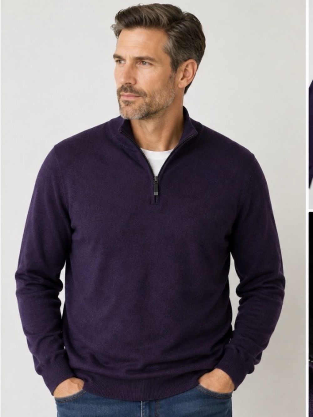 Calvin Klein Italian Merino Wool Purple Quarter Zip Sweater Men’s 2XLT